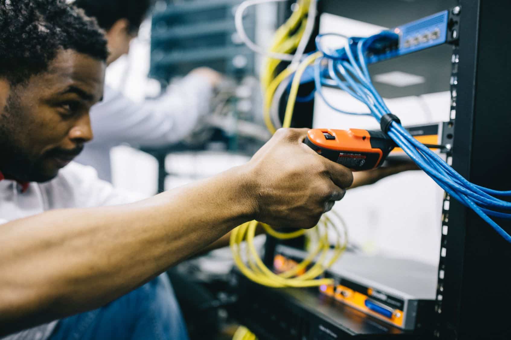 worker installing product