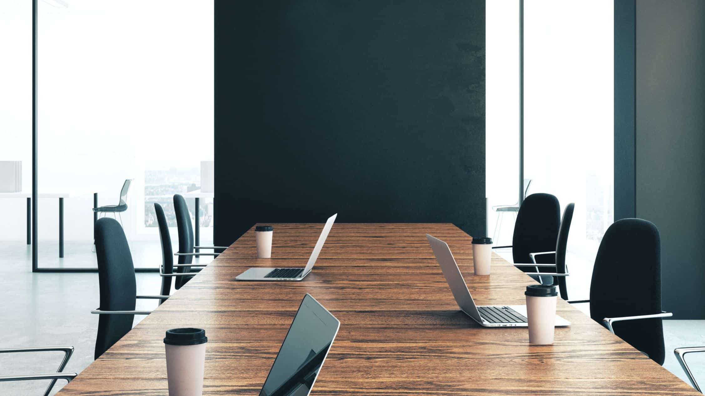 conference Room with laptops on table